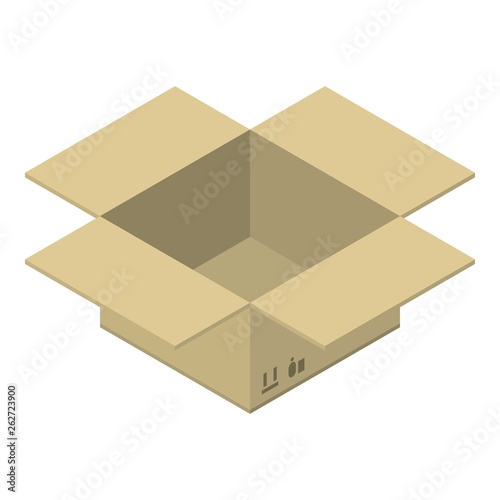 Open delivery box icon. Isometric of open delivery box vector icon for web design isolated on white background