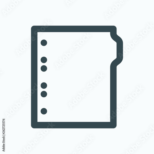 Binder dividers outline icon, ring binder dividers isolated vector icon