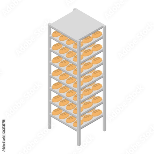 Bread shelf icon. Isometric of bread shelf vector icon for web design isolated on white background