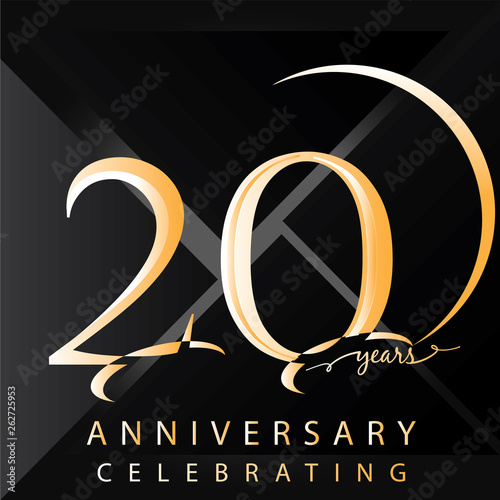 Anniversary 20 years numbers. Poster template for Celebrating 20 years anniversary event party. Vector illustration - Vector