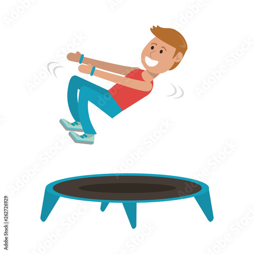 Athlete jumping in trampoline
