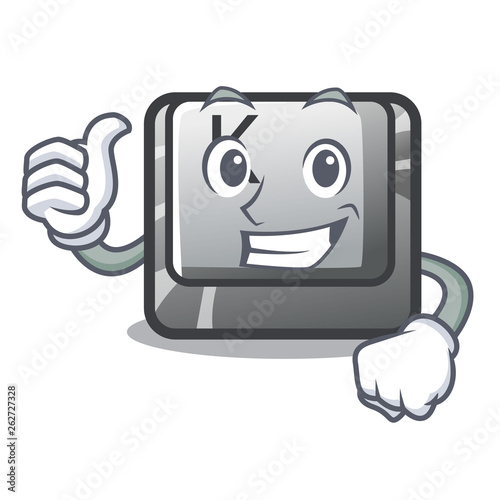 Thumbs up button K in the cartoon shape