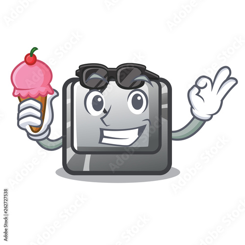 With ice cream button K in the cartoon shape
