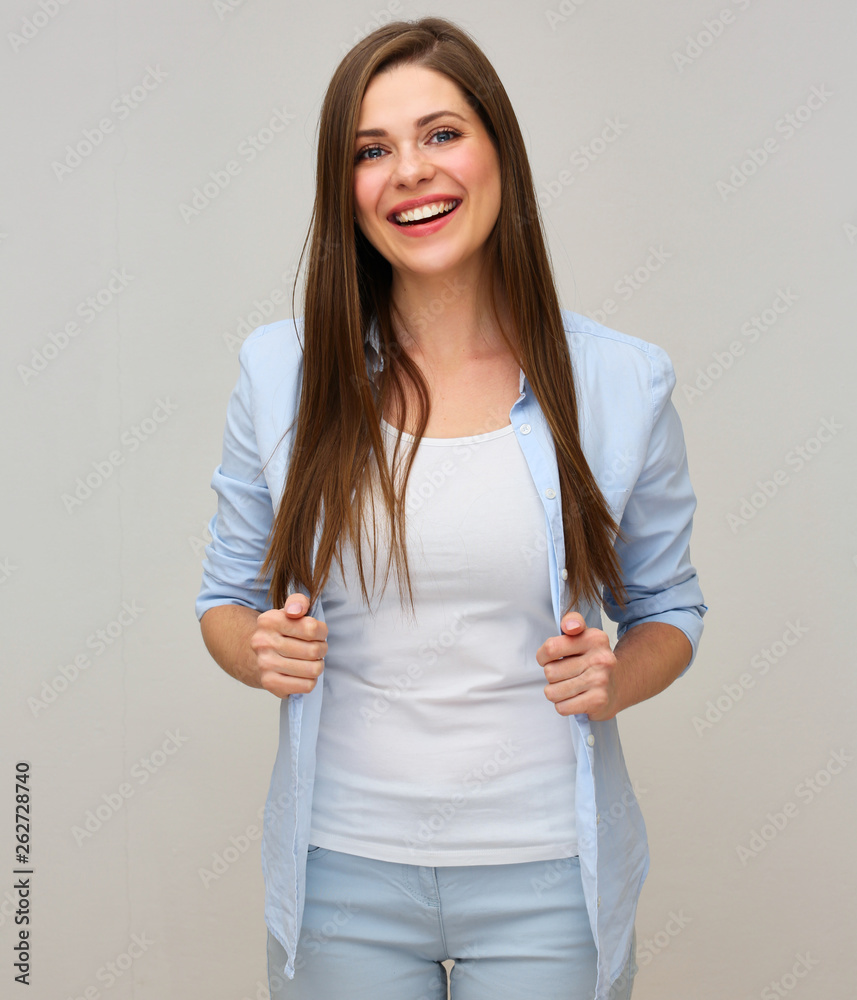 woman in casual clothes posing on isolated background. woman in casual clothes posing on isolated background.