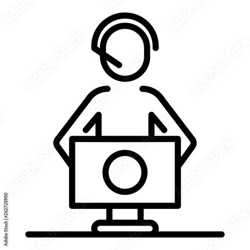 Call center service icon. Outline call center service vector icon for web design isolated on white background