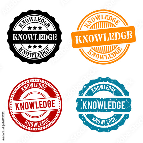 Knowledge Round Stamp Collection. Eps10 Vector Badge. photo