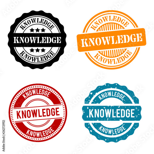 Knowledge Round Stamp Collection. Eps10 Vector Badge.