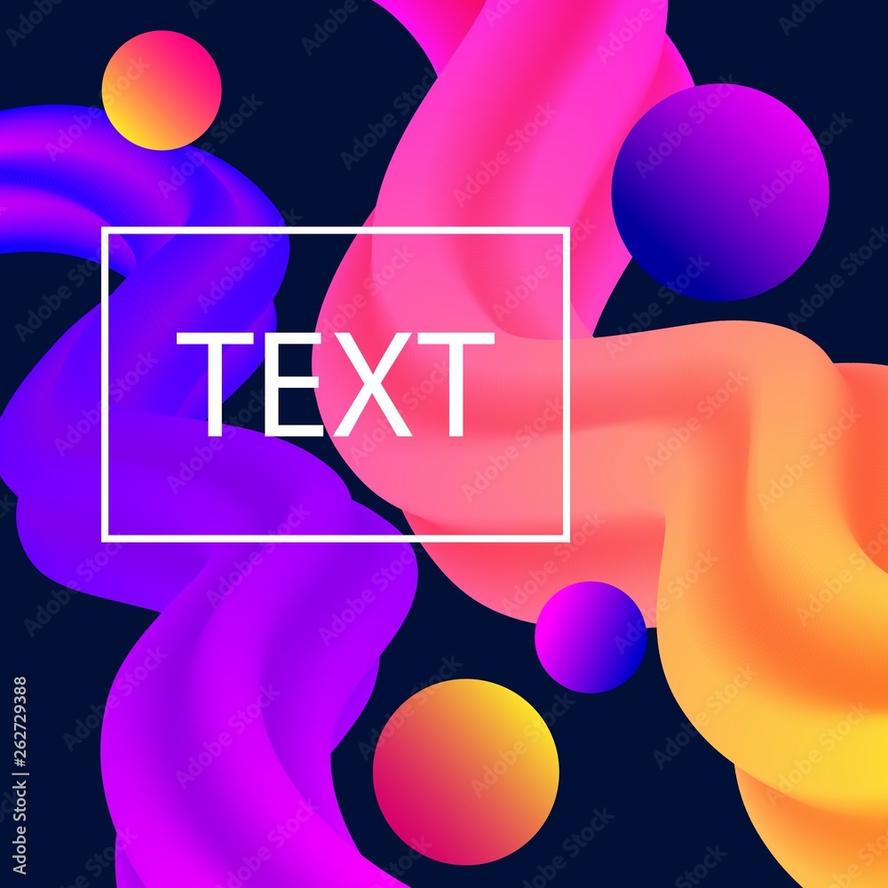 Vector square template for social media with copy space. Abstract fluid 3d background. Creative mockup for business stories: fashion, design, beauty, photographer, blogger.