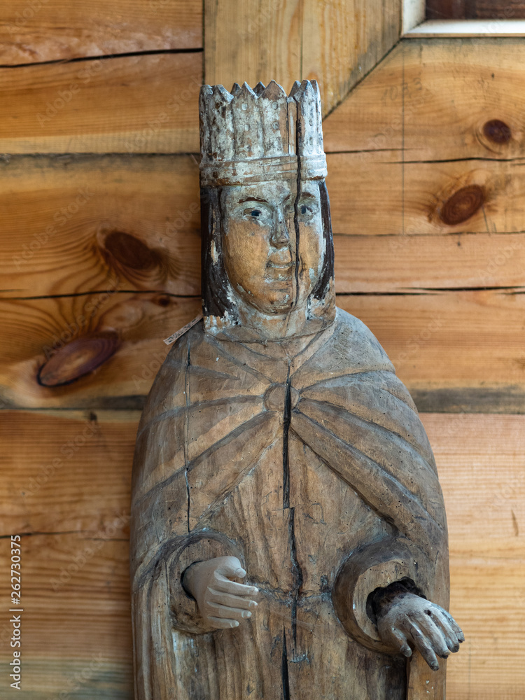 Historic Wooden Religious Statue of a King