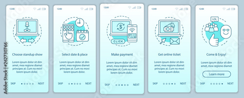 Standup onboarding mobile app page screen vector template