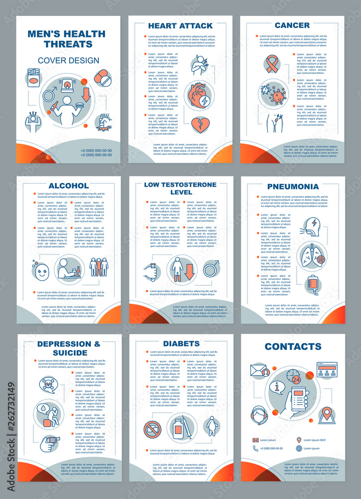 Men's health threats and risks brochure template layout