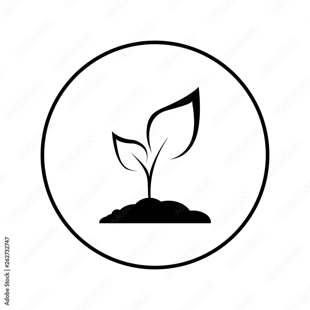 Plant Icon. Vector Illustration in black circle