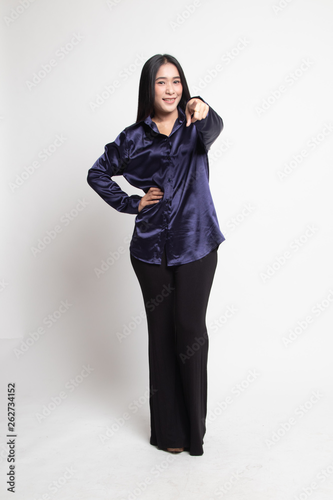 Full body of beautiful young asian woman pointing. Full body of beautiful young asian woman pointing.