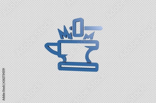 3D illustration of Metalwork, blue color with transparent background.