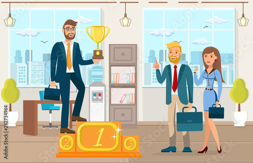 Achievement, Business Success Color Illustration