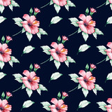 Seamless pattern, flower background. Watercolor tropical design. Repeat fabric wallpaper print texture. Perfectly for wrapped paper, backdrop, frame or border. 