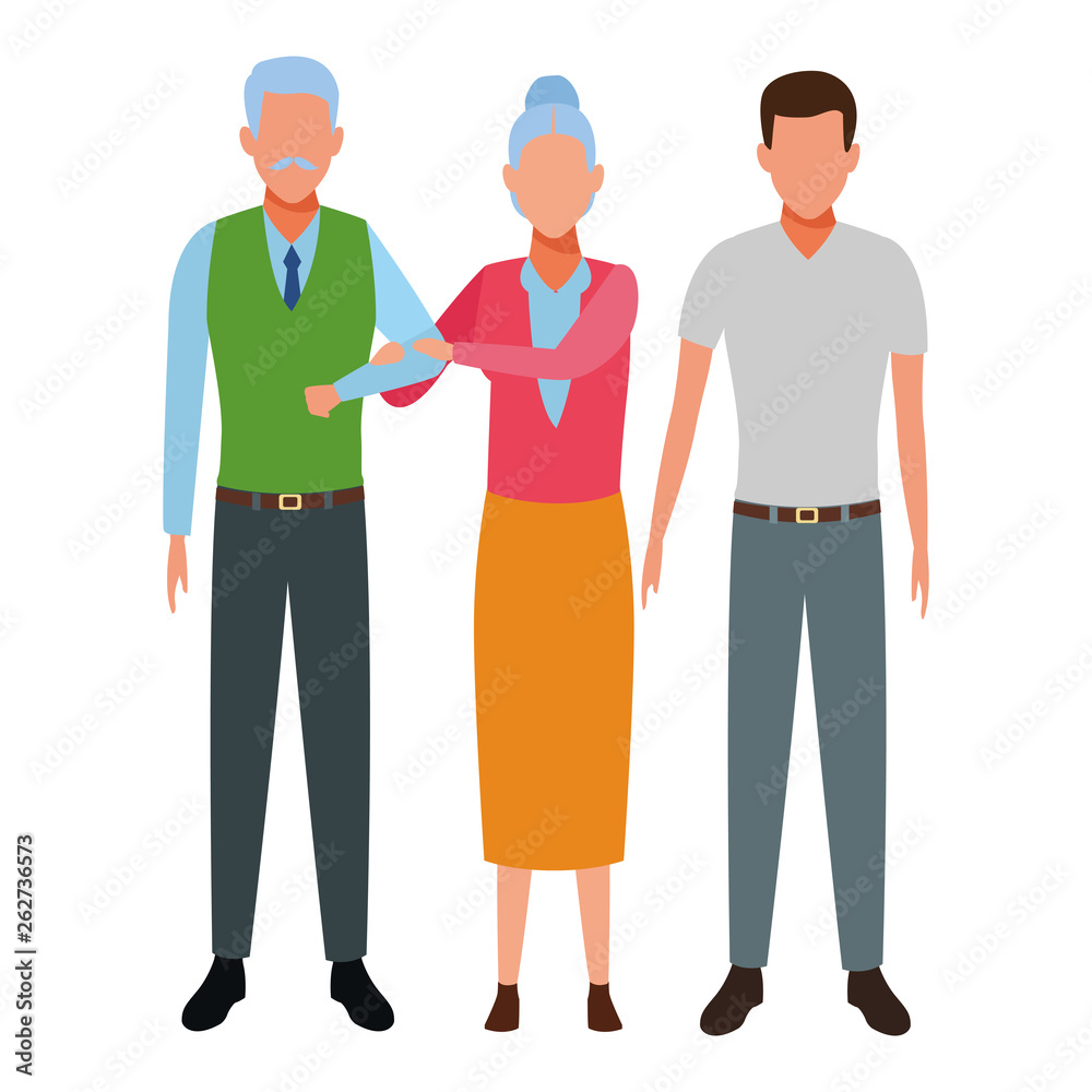 elderly couple and man elderly couple and man