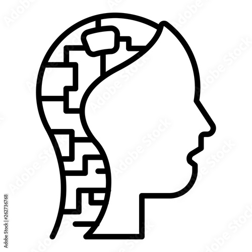 Cyborg head icon. Outline cyborg head vector icon for web design isolated on white background