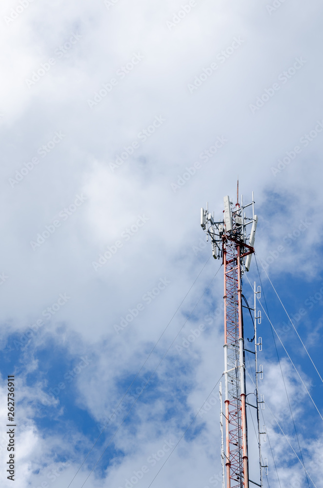 Telecommunication pole over the clouds Telecommunication pole over the clouds