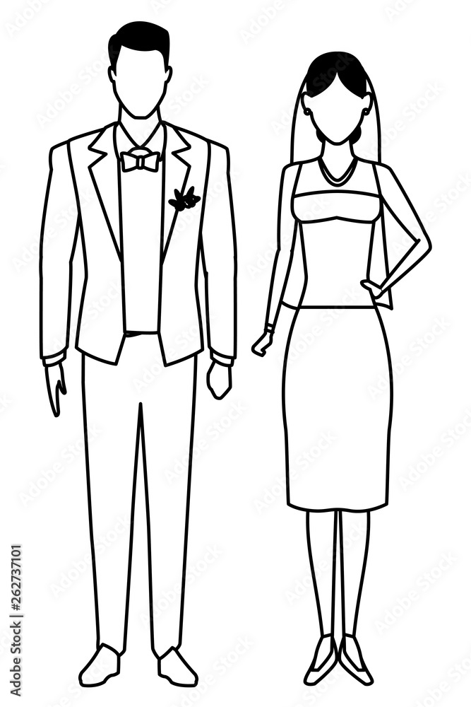 groom and bride black and white