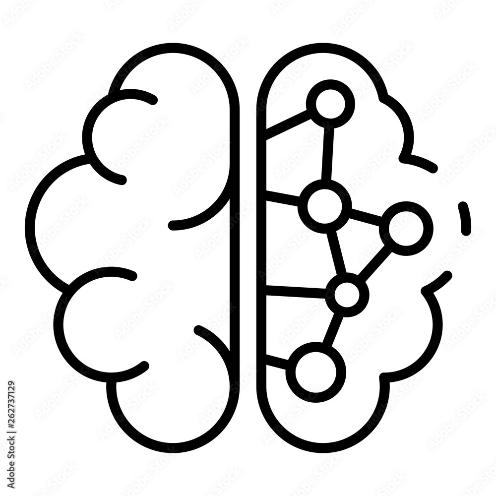 Cyborg brain icon. Outline cyborg brain vector icon for web design isolated on white background Cyborg brain icon. Outline cyborg brain vector icon for web design isolated on white background