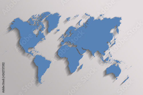 Fototapeta Naklejka Na Ścianę i Meble -  blue map of the world on gray background