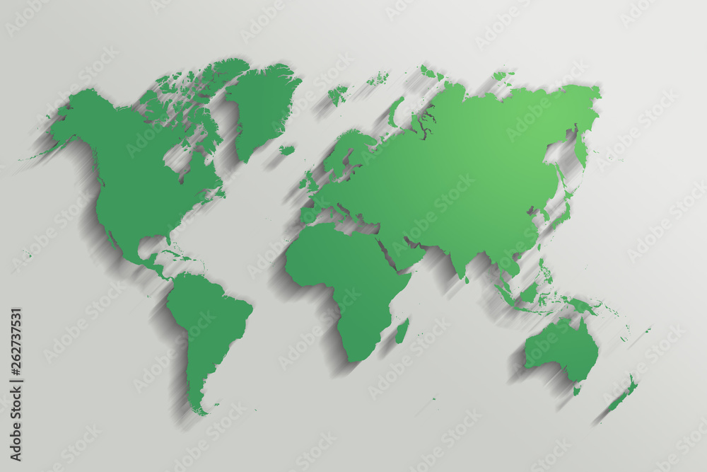 green map of the world on gray background