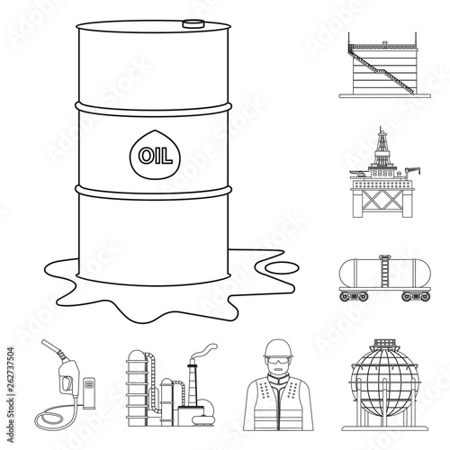 Vector design of oil and gas icon. Collection of oil and petrol stock symbol for web.