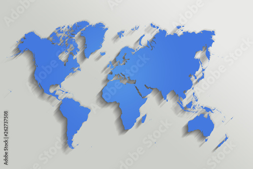 Fototapeta Naklejka Na Ścianę i Meble -  blue map of the world on gray background