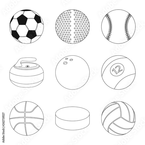 Isolated object of sport and ball symbol. Collection of sport and athletic stock vector illustration.