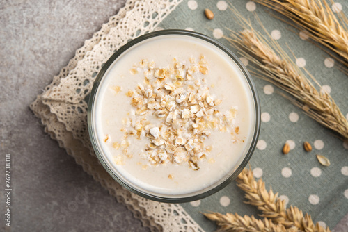 A glass of lean oatmeal milk