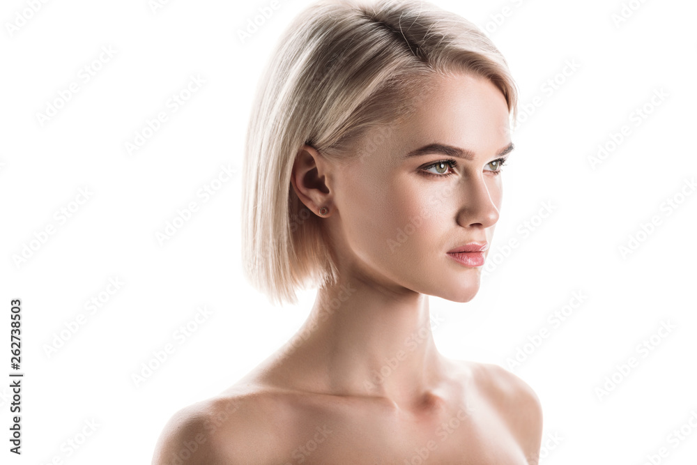 beautiful, blonde confident woman looking away isolated on white beautiful, blonde confident woman looking away isolated on white