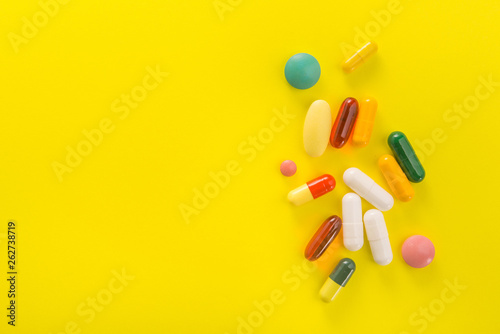 Pile of colored capsule pills