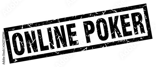 square grunge black online poker stamp