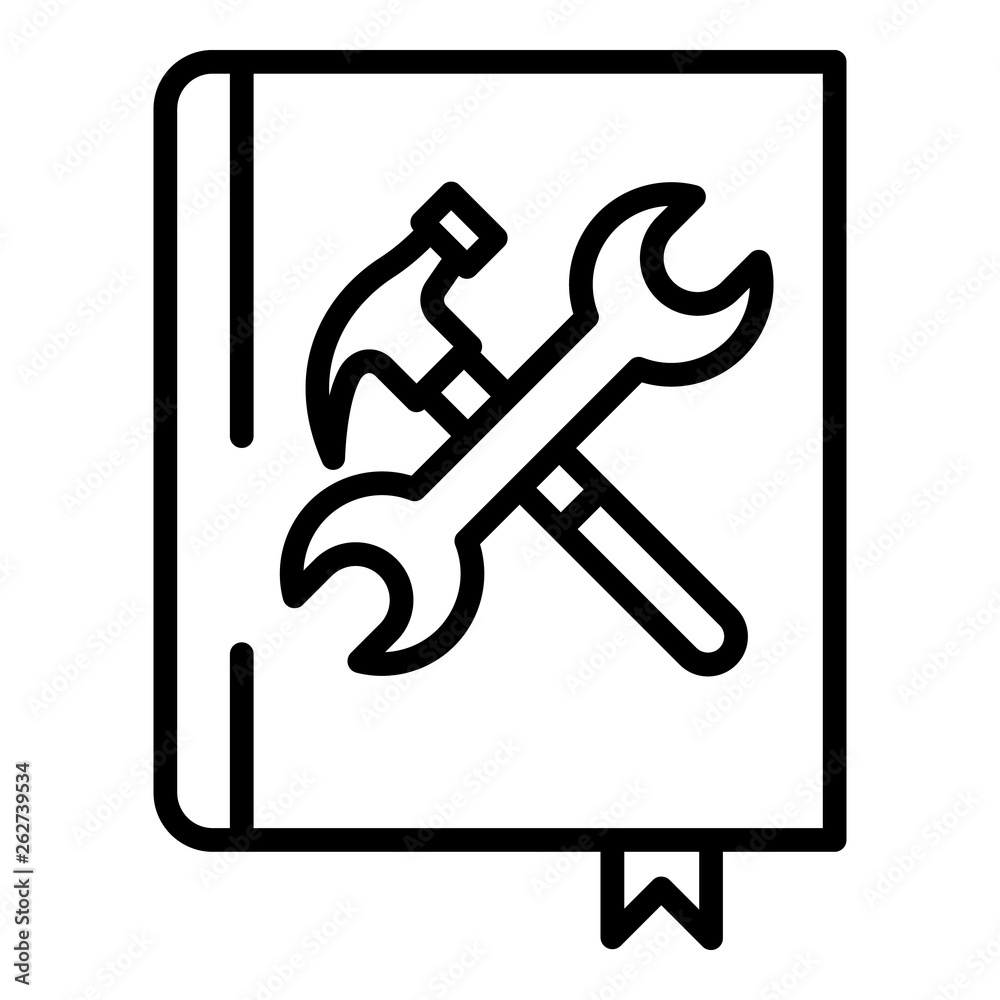User guide book icon. Outline user guide book vector icon for web design isolated on white background User guide book icon. Outline user guide book vector icon for web design isolated on white background