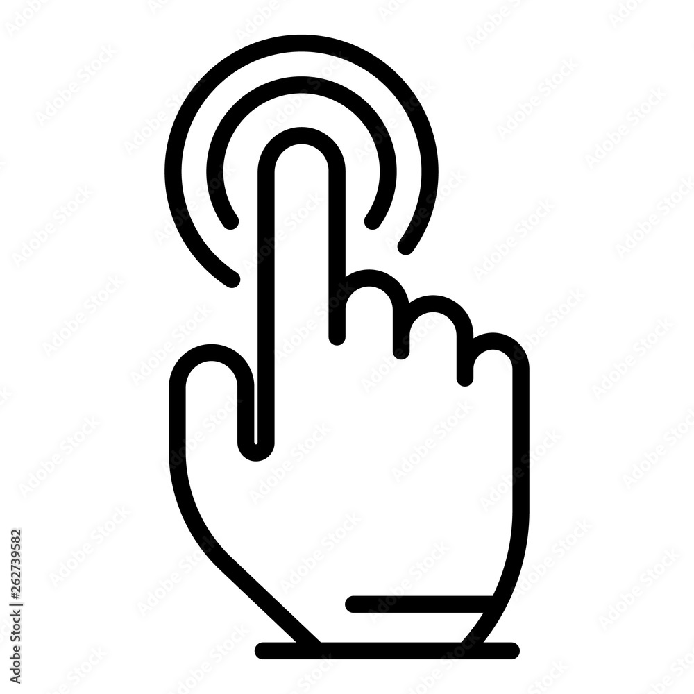 Cursor finger click icon. Outline cursor finger click vector icon for web design isolated on white background - obrazy, fototapety, plakaty 