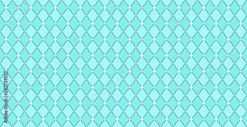 Turquoise blue green pattern with rhombuses and white dots stars. Solid elegant wedding backdrop. Element of design for party. Arabic traditional ornate. Premium luxury toy print. Fabric little princ