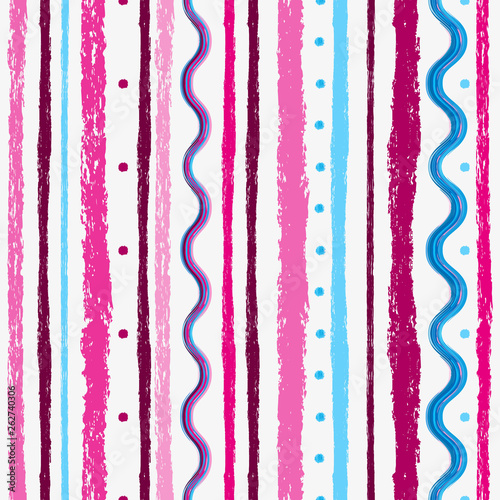 Seamless grunge pattern with pink and blue stripes