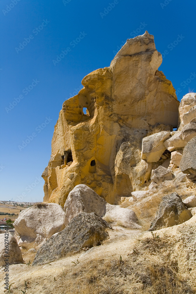 Beautiful old rock city Cavusin with caves.