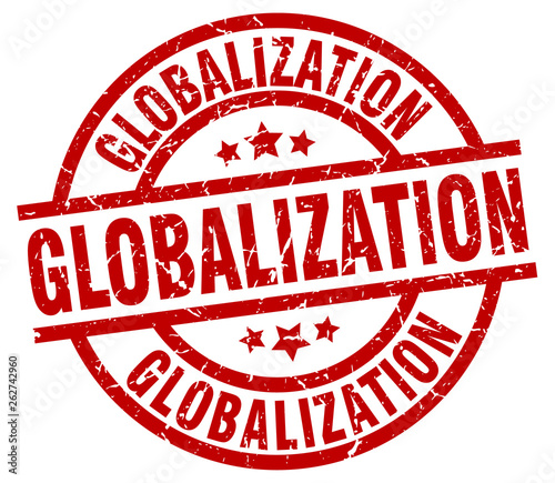 globalization round red grunge stamp