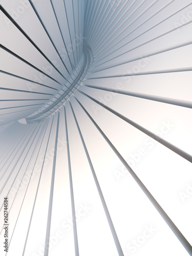 White pattern of futuristic geometric shapes surrounded by mist. Computer generated geometric illustration. 3d rendering