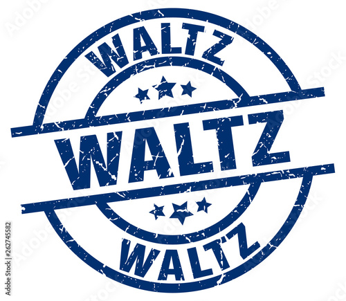 waltz blue round grunge stamp