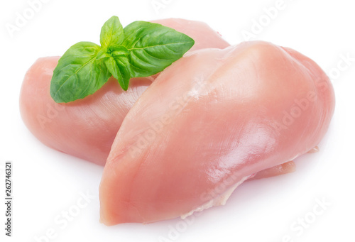 Raw chicken fillet on white background