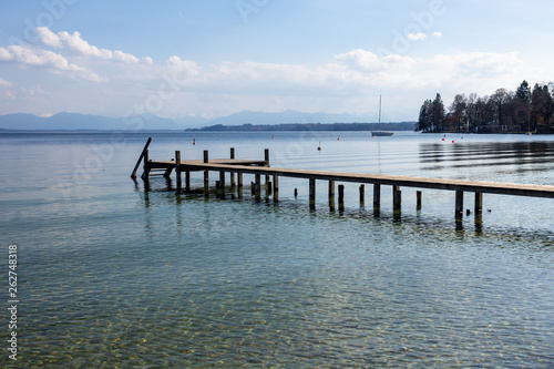 wooden jetty Starnberg lake © magann