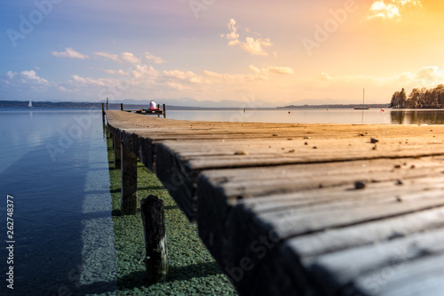 wooden jetty Starnberg lake