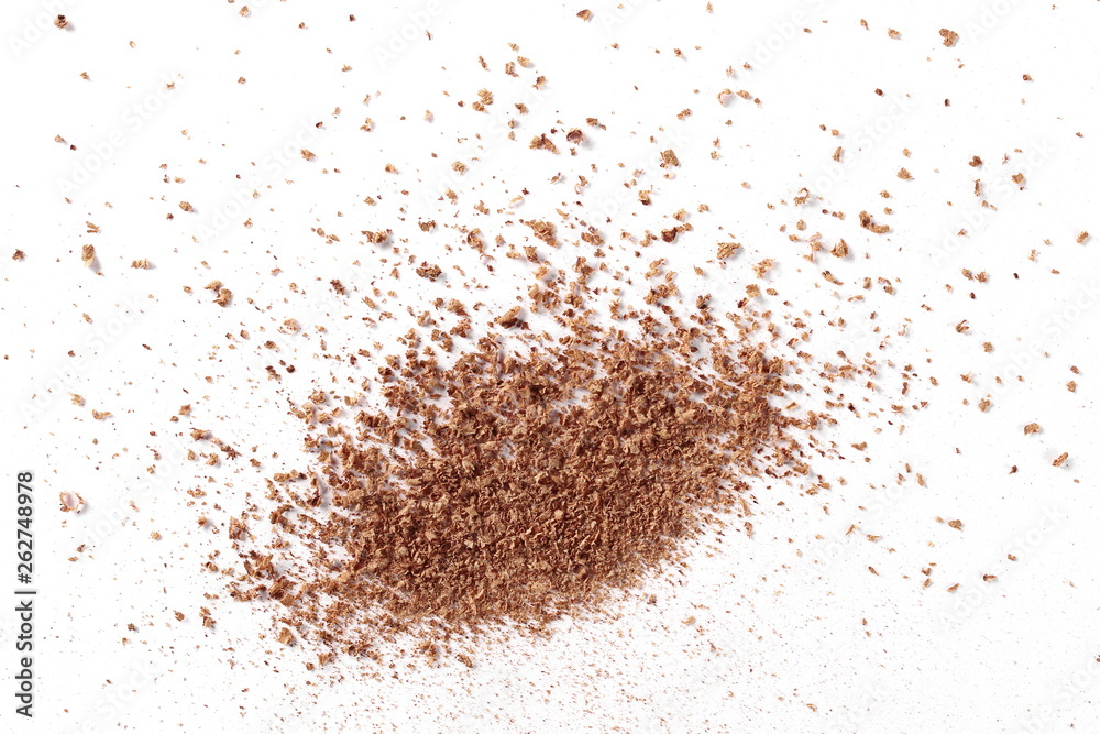 Cinnamon powder, shavings isolated on white background