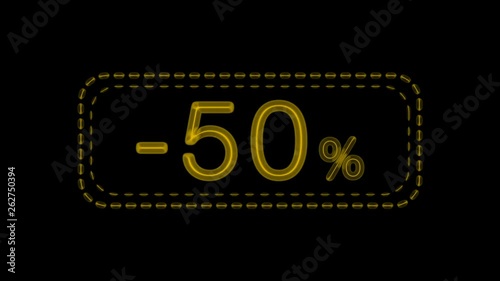 9 electronic neon signs with a discount of 50 percent, are presented in three colors and three contour options.