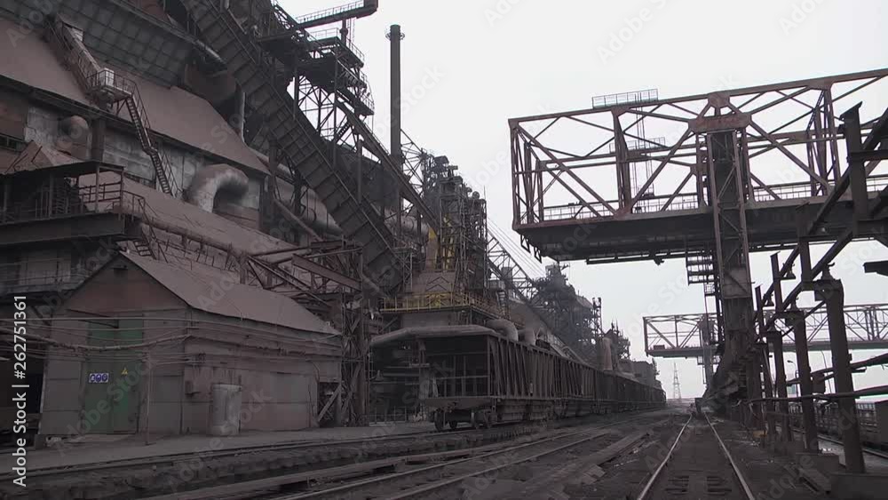 Movement by rail railway wagons loaded with coal at the plant Movement by rail railway wagons loaded with coal at the plant