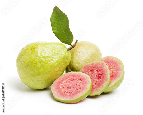 Pink guava isolated on white background