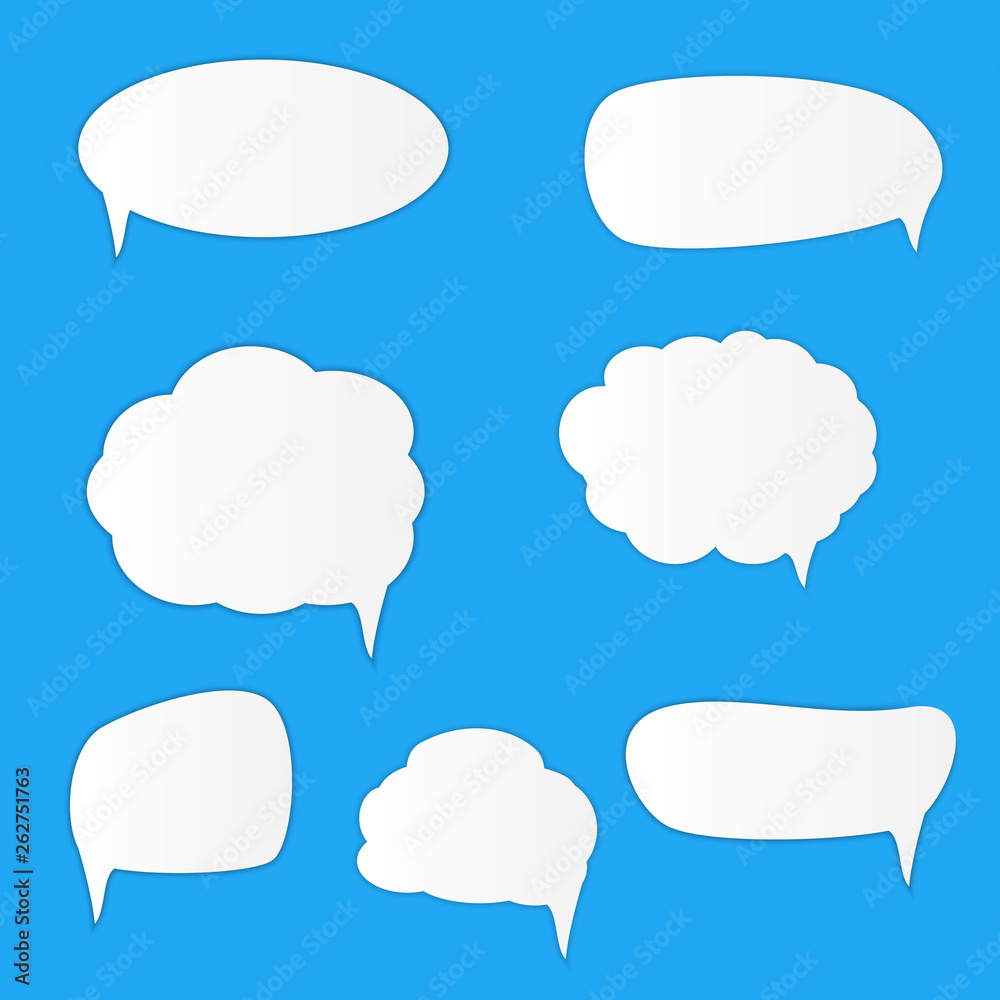 White blank retro speech bubbles set on blue background. Vector Illustration White blank retro speech bubbles set on blue background. Vector Illustration